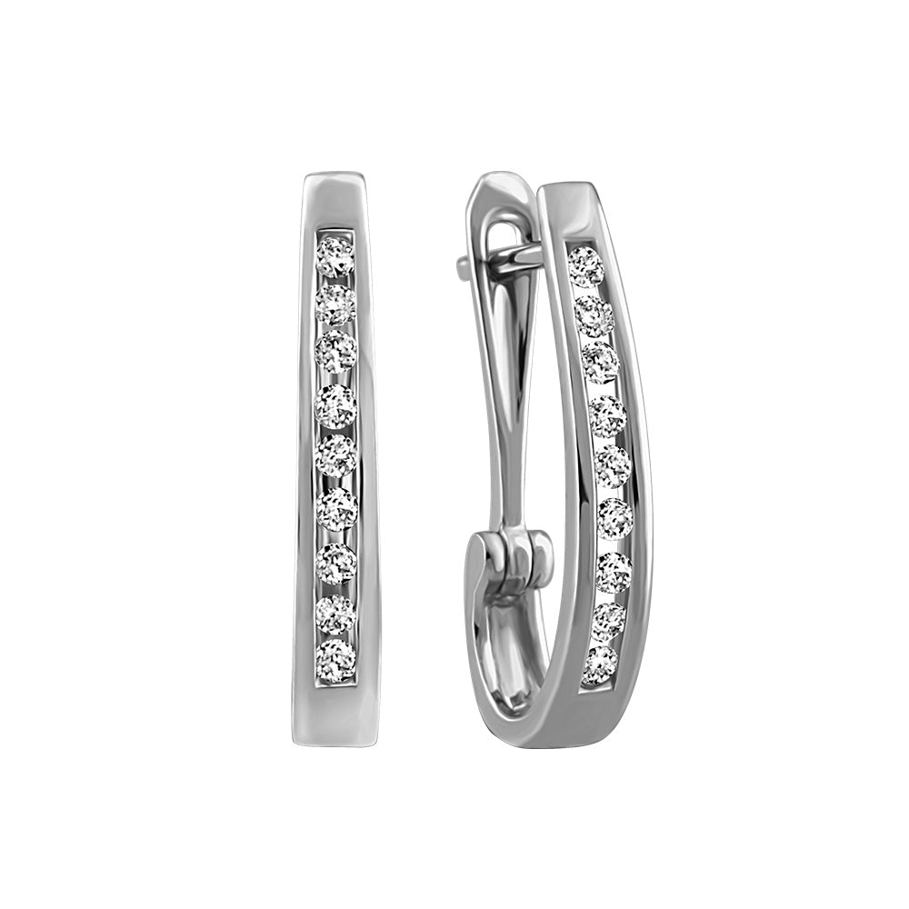 Hoop Earrings with .10 Carat TW of Diamonds in 10kt White Gold