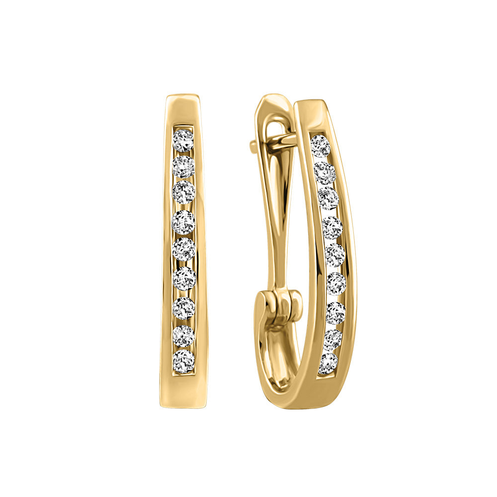Hoop Earrings with .10 Carat TW of Diamonds in 10kt Yellow Gold