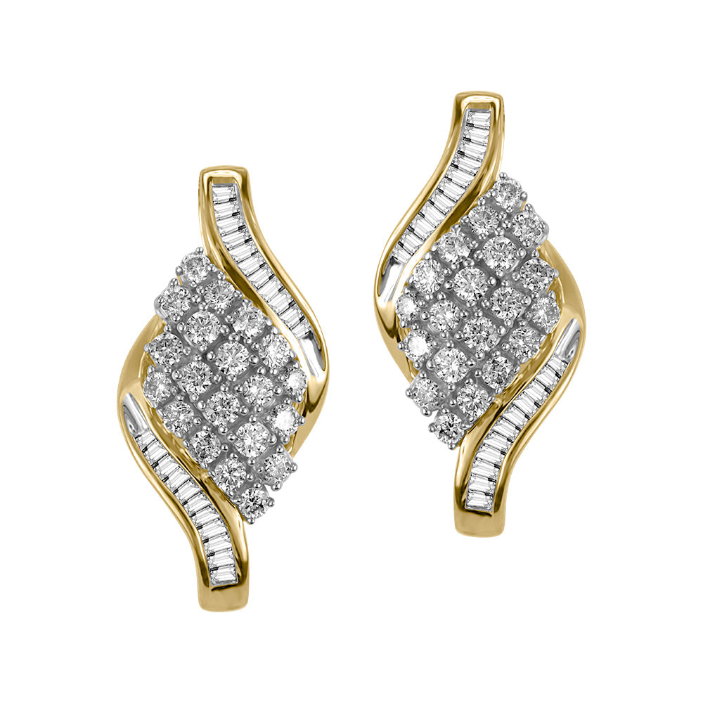 Earrings with .75 Carat TW of Diamonds in 10kt Yellow Gold