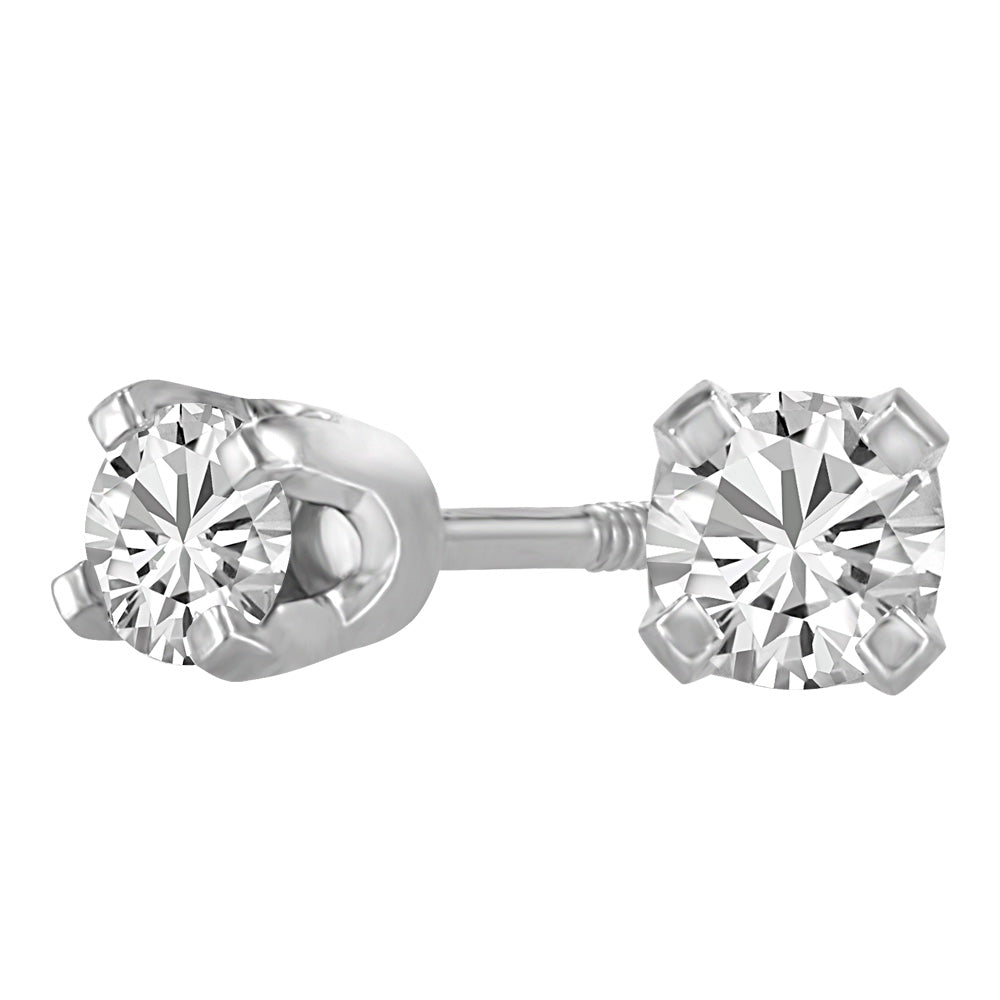 Stud Earrings with .10 Carat TW of Diamonds in 14kt White Gold