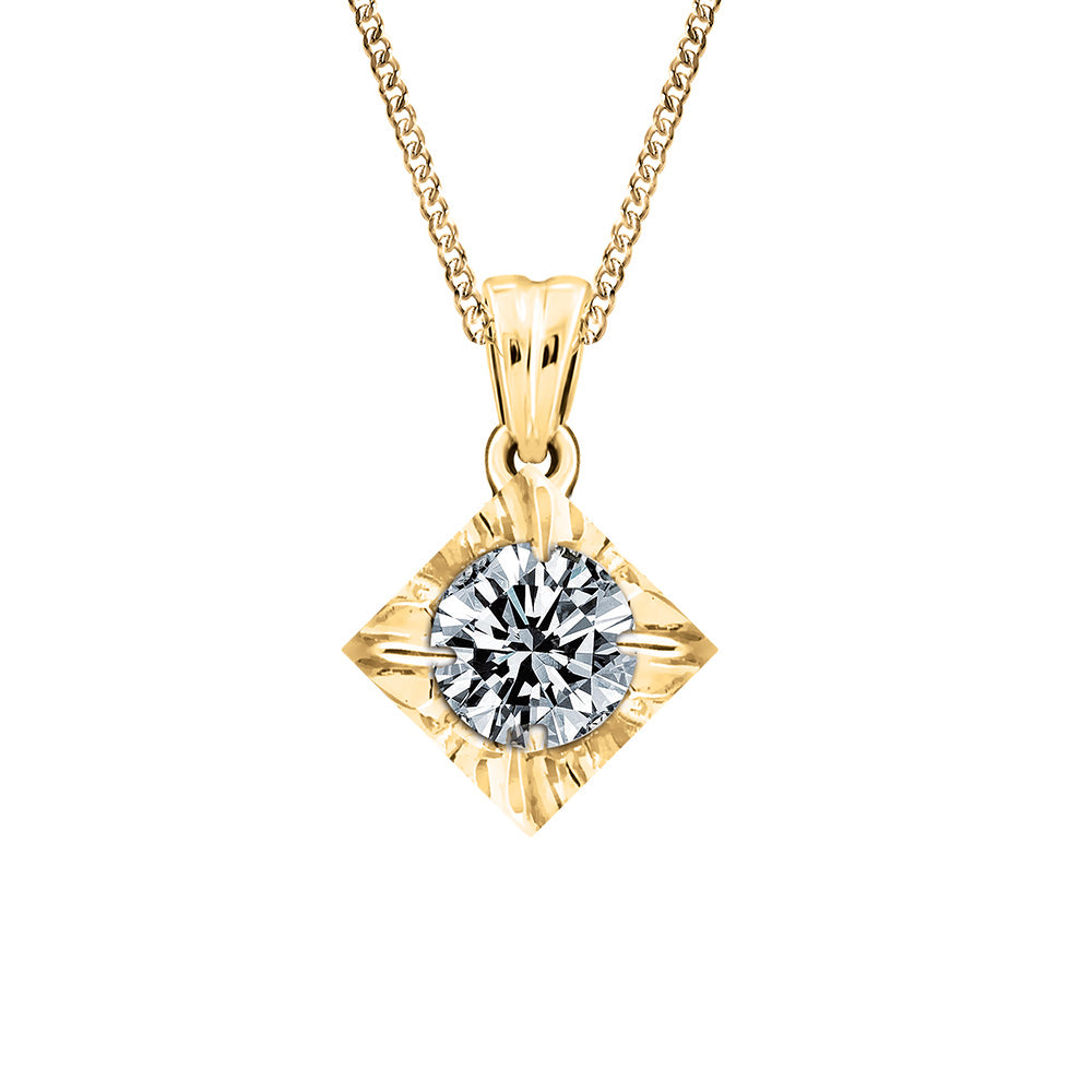 Canadian Diamond Pendant with .25 Carat Diamond in 14kt Yellow Gold with Chain
