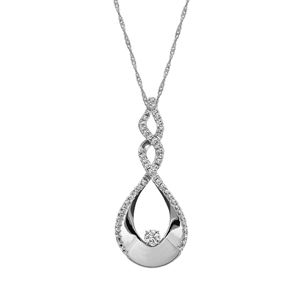 Canadian Diamond Pendant with .58 Carat TW of Diamonds in 14kt White Gold with 10kt Chain