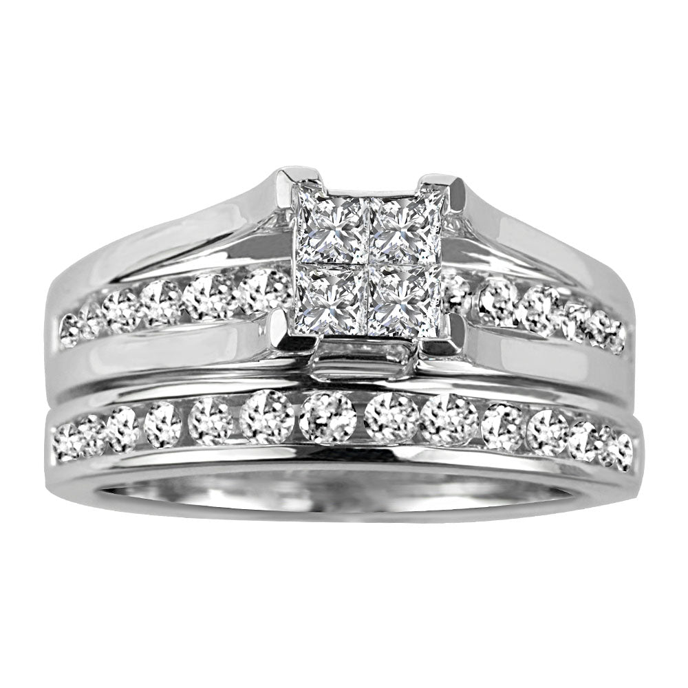 Bridal Set with 1.00 Carat TW of Diamonds in 14kt White Gold