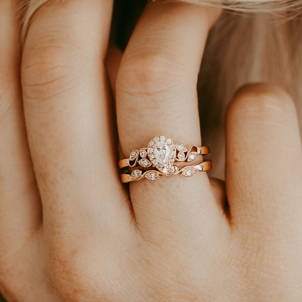 Pear Shape Bridal set with .50 Carat TW of Diamonds in 14kt Rose Gold