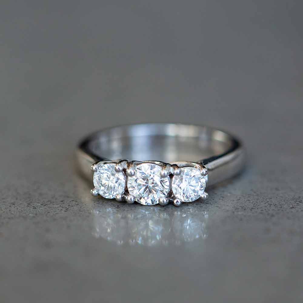 Colourless Collection Three Stone Engagement Ring with .50 Carat TW of Diamonds in 18kt White Gold
