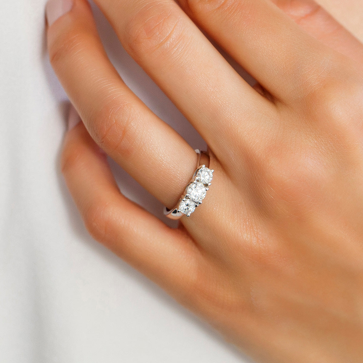 Colourless Collection Three Stone Engagement Ring with 1.00 Carat TW of Diamonds in 18kt White Gold