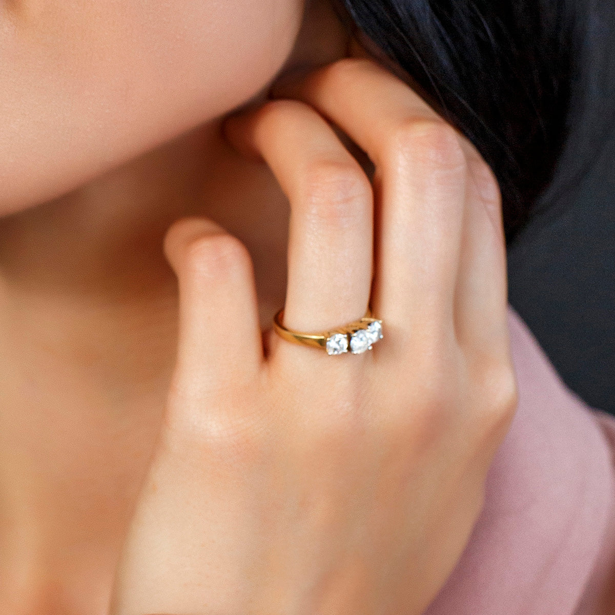 Three Stone Ring with 1.00 Carat TW of Diamonds in 14kt Yellow Gold