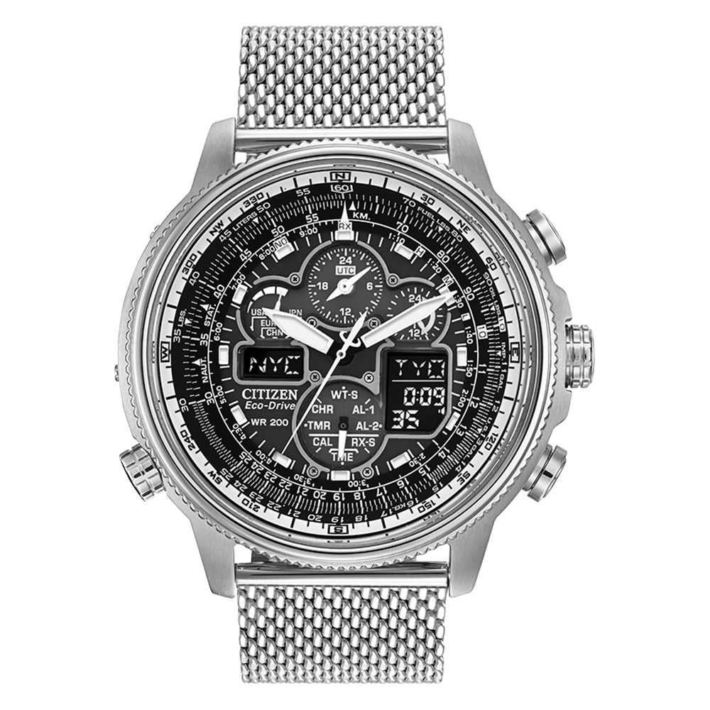 Men's Citizen Eco Drive Promaster Nighthawk A-T Silver Tone Watch