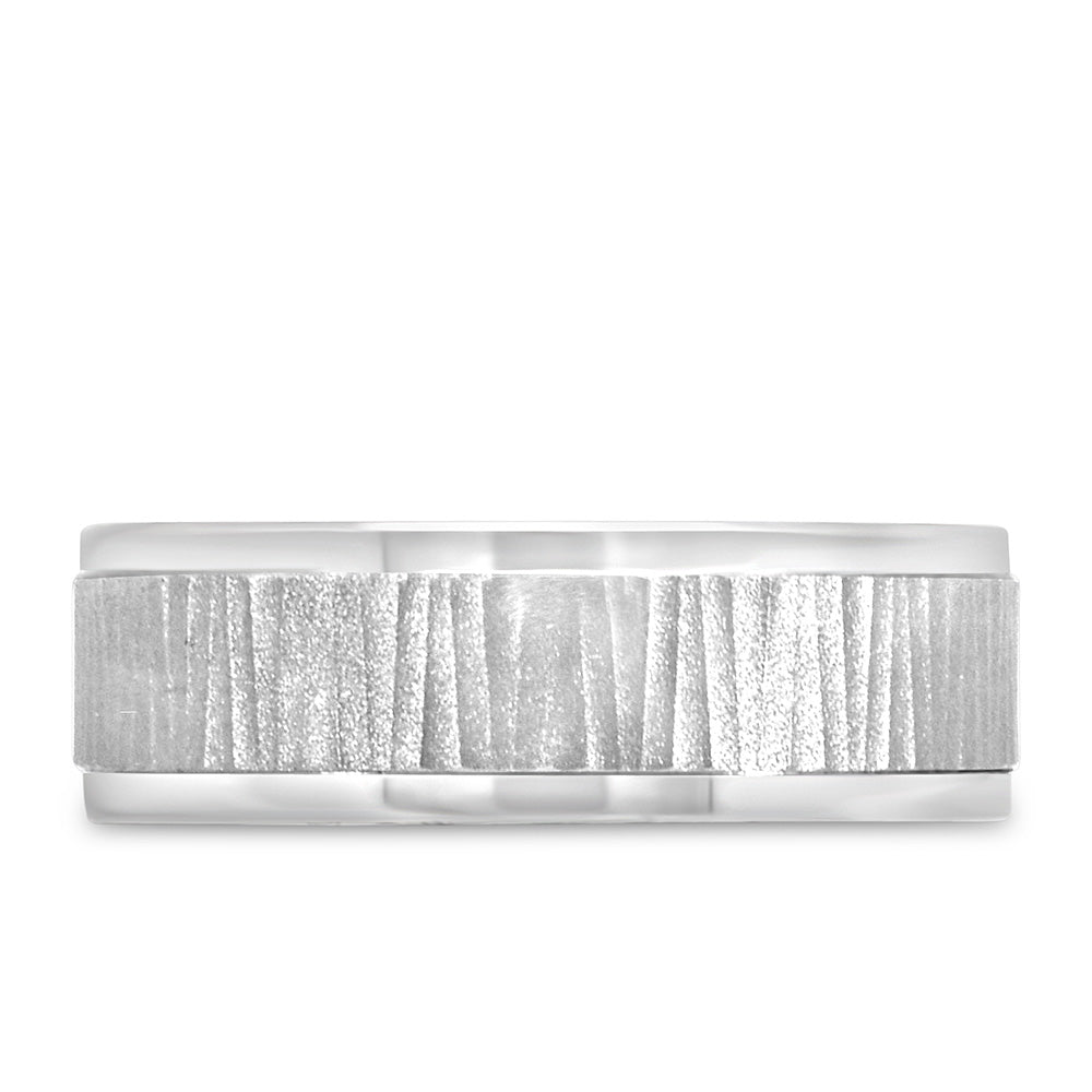 7MM Textured Comfort Fit Wedding Band in White Gold