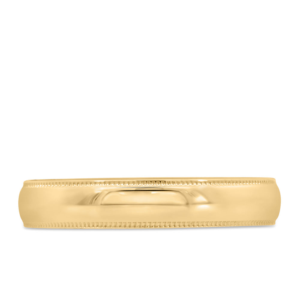 4MM Comfort Fit Milgrain Wedding Band in Yellow Gold
