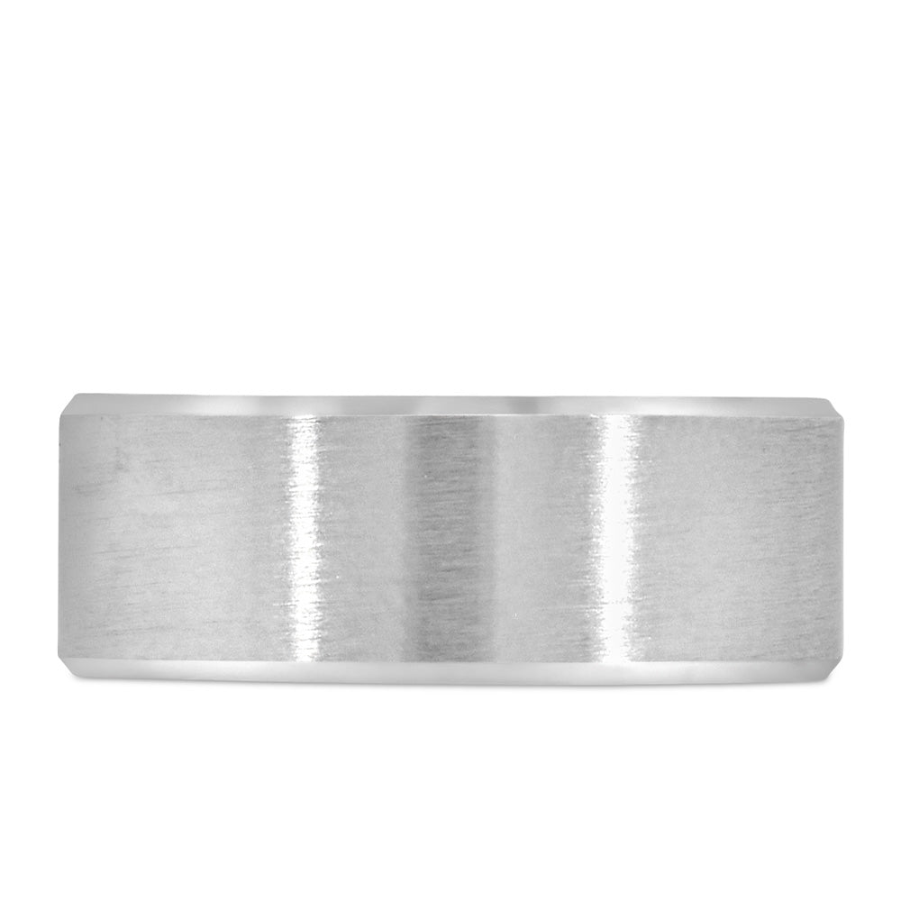 8MM Satin Finish Comfort Fit Wedding Band in White Gold