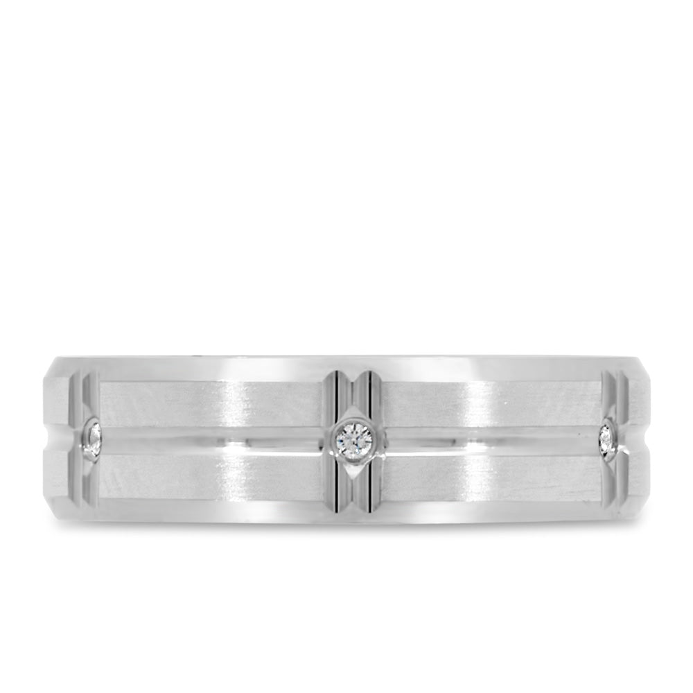 6MM Comfort Fit Wedding Band with .06 Carat TW of Diamonds in White Gold