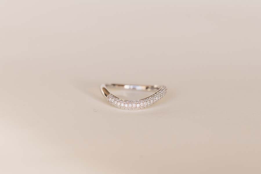 Curved Pave Wedding Band with .30 Carat TW of Lab Created Diamonds in 14kt White Gold