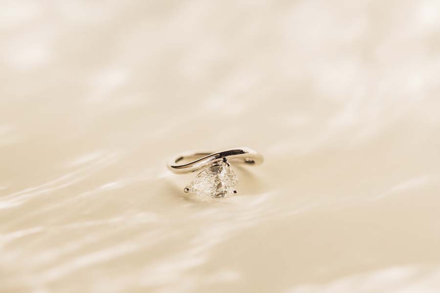 East West Pear Wedding Ring
