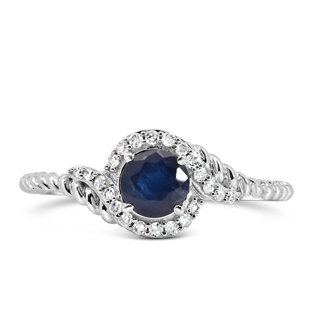 Blue Sapphire Ring in 10kt White Gold