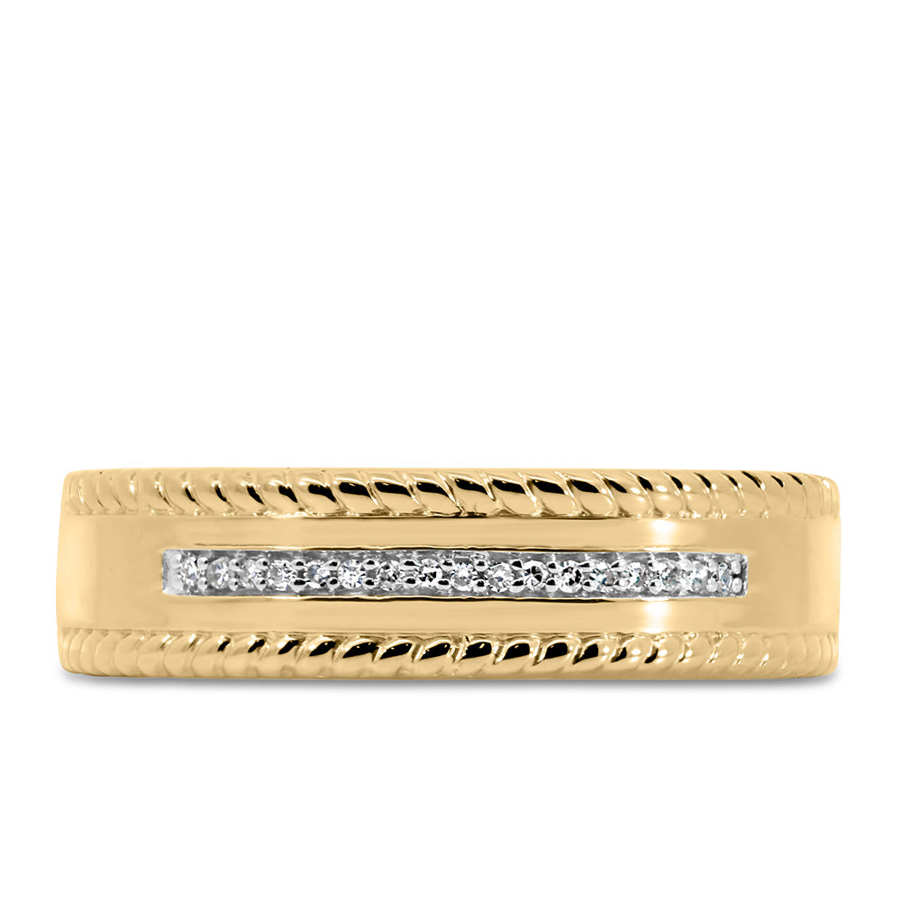 Men's Wedding Band with .05 Carat TW of Diamonds in 10kt Yellow Gold