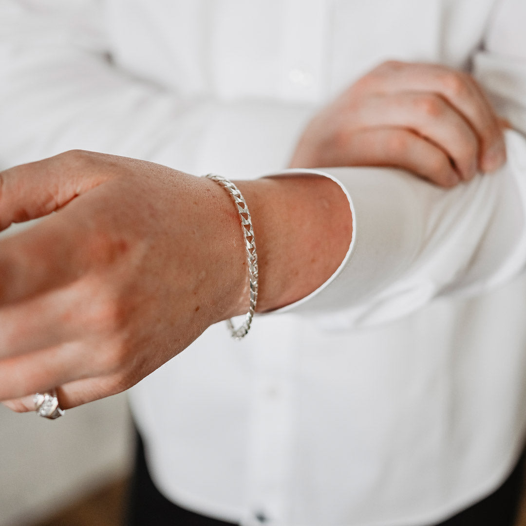 8" Square Curb Bracelet in Sterling Silver
