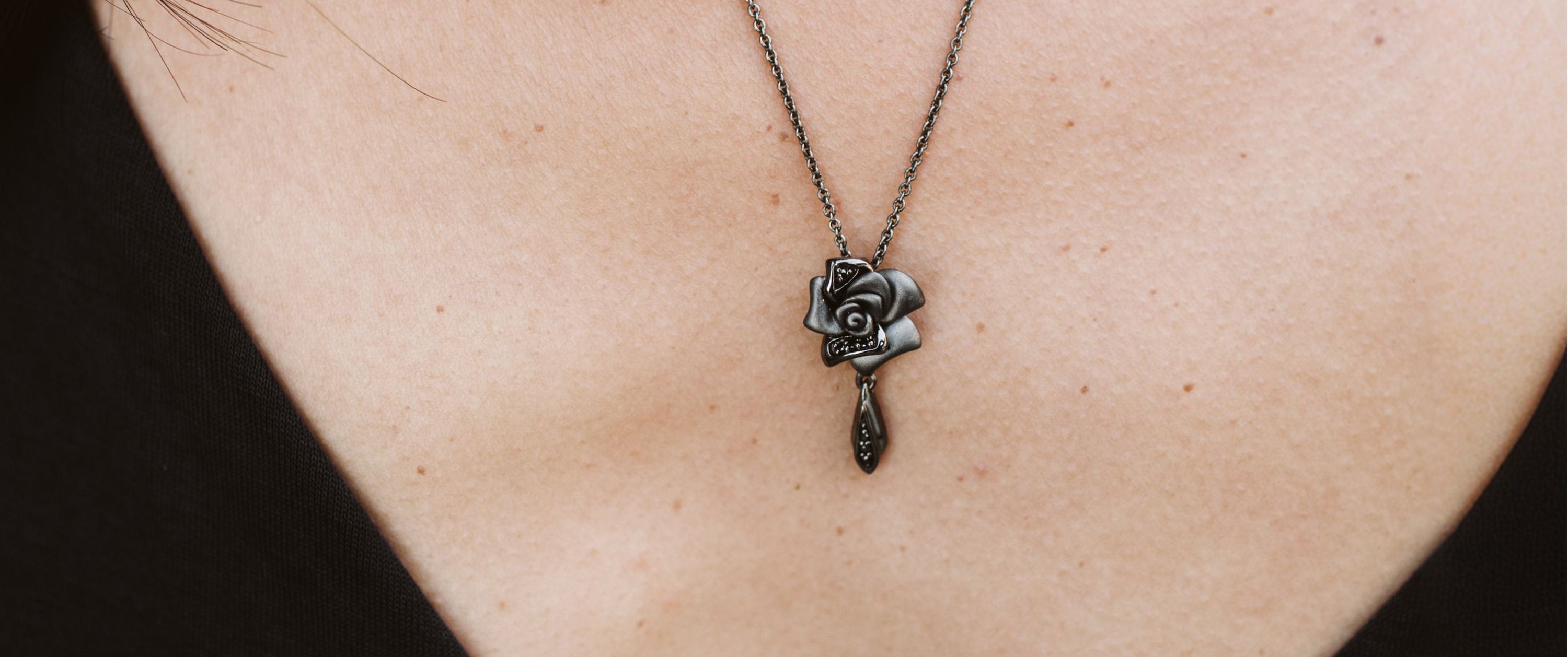 Close Up on Diamond Diamond Flower Pendant Necklace