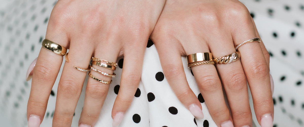 Close Up on Gold Stacking Rings