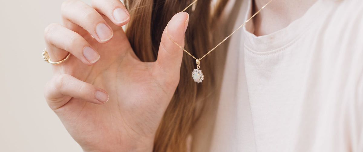 Close Up on Opal Necklace