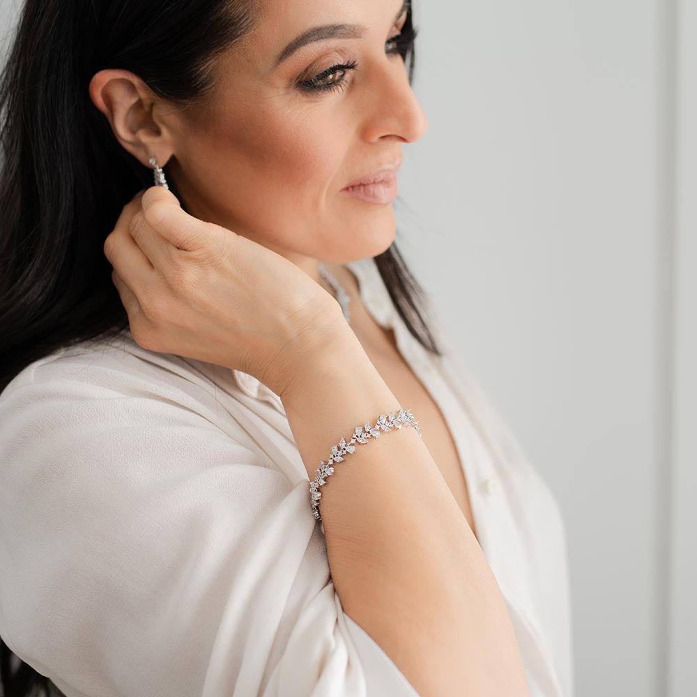7" Grace Bracelet with Cubic Zirconia in Sterling Silver