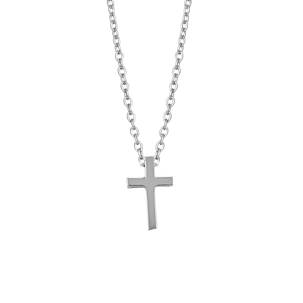 16"-18" Mini Cross Necklace in 10kt White Gold