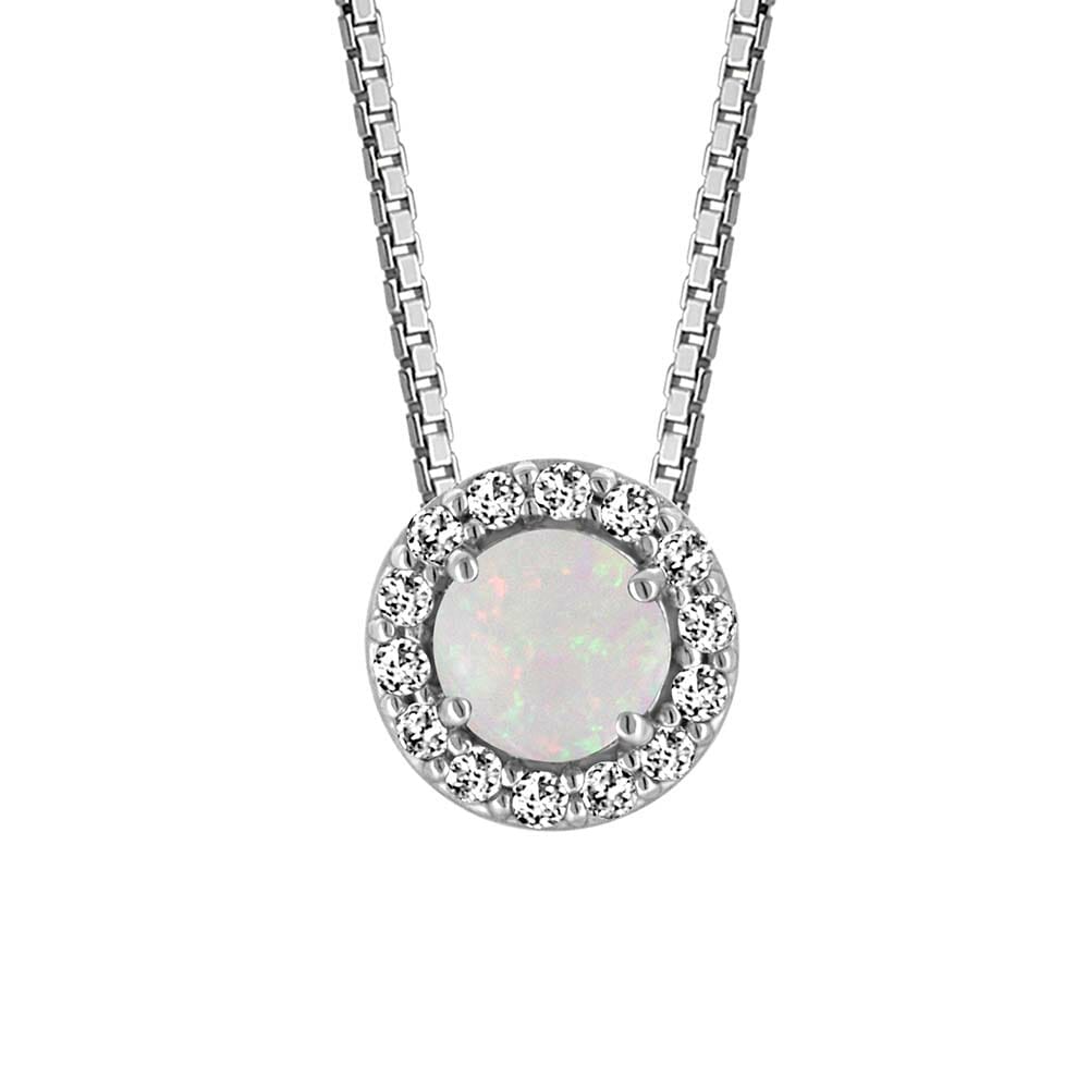 Birthstone Set Bundle with Genuine Opal and Cubic Zirconia in Sterling Silver