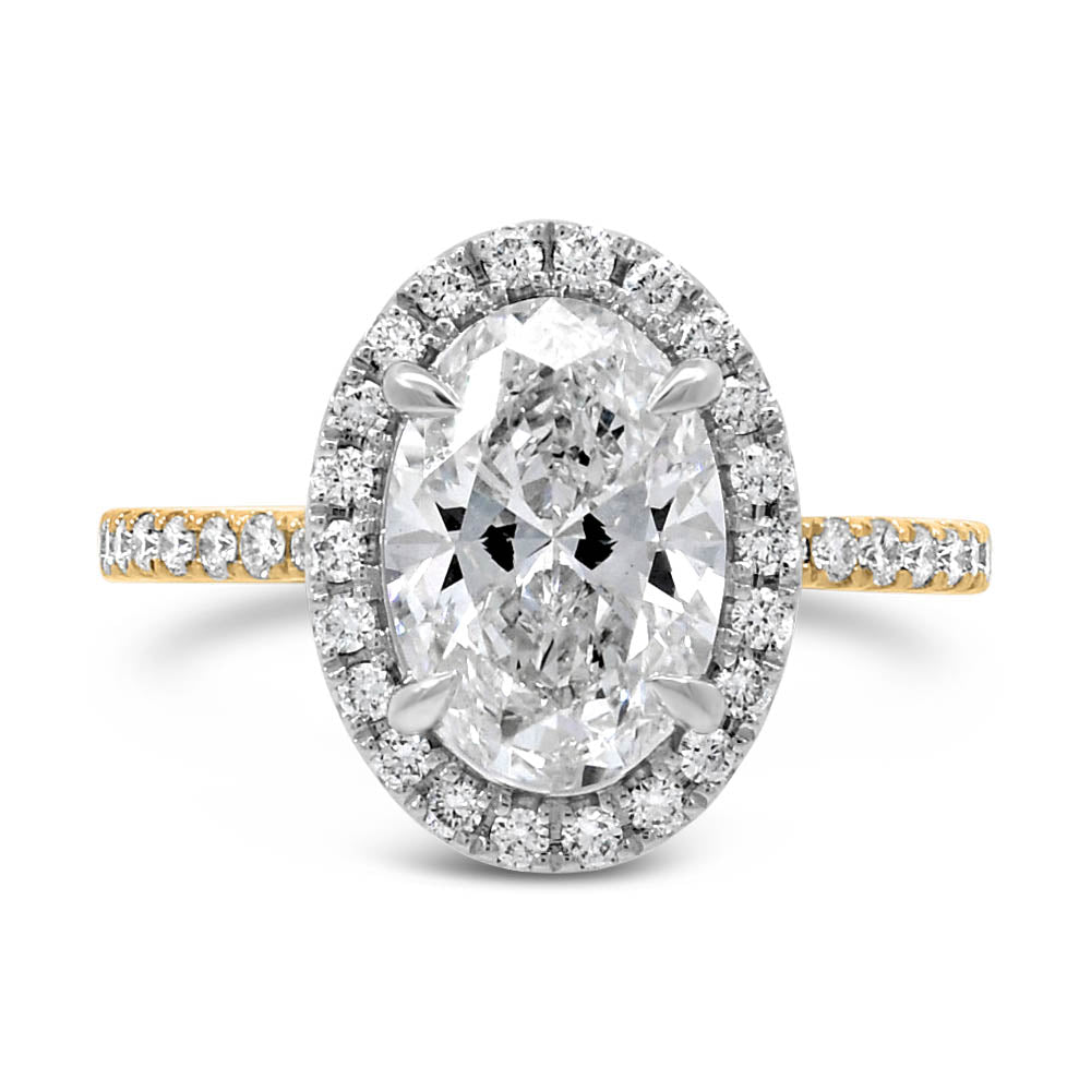 Oval Halo Engagement Ring with 3.00 Carat TW of Lab Created Diamonds in 14kt Yellow Gold