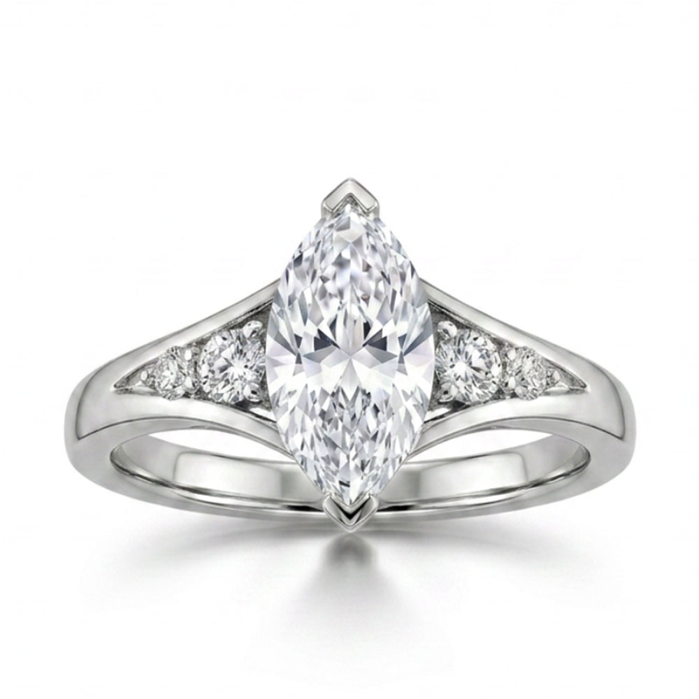 Marquise Engagement Ring with 2.00 Carat TW of Lab Created Diamonds in 14kt White Gold