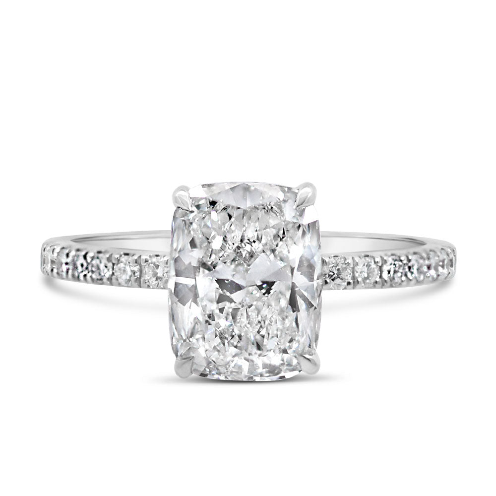 Cushion Cut Engagement Ring with 2.90 Carat TW of Lab Created Diamonds in 14kt White Gold