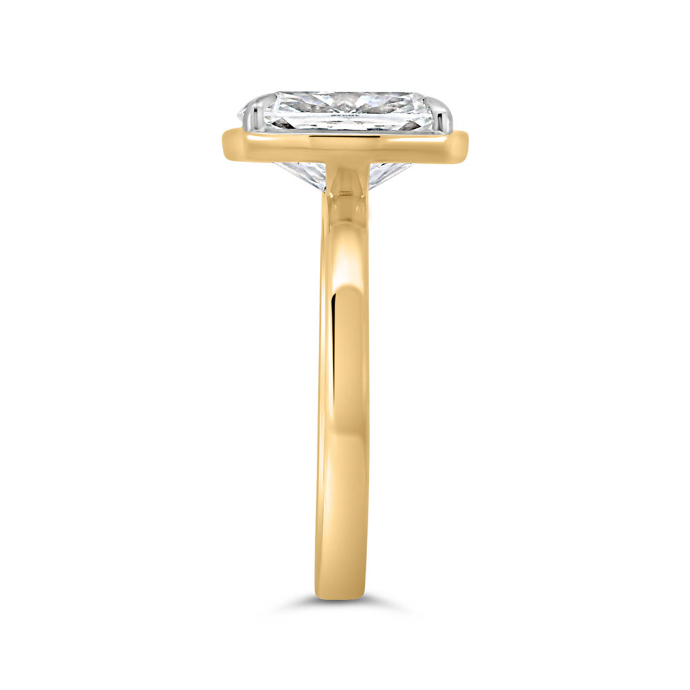 Elongated Cushion Cut Engagement Ring with 3.50 Carat Lab-grown Diamond in 14kt Yellow Gold