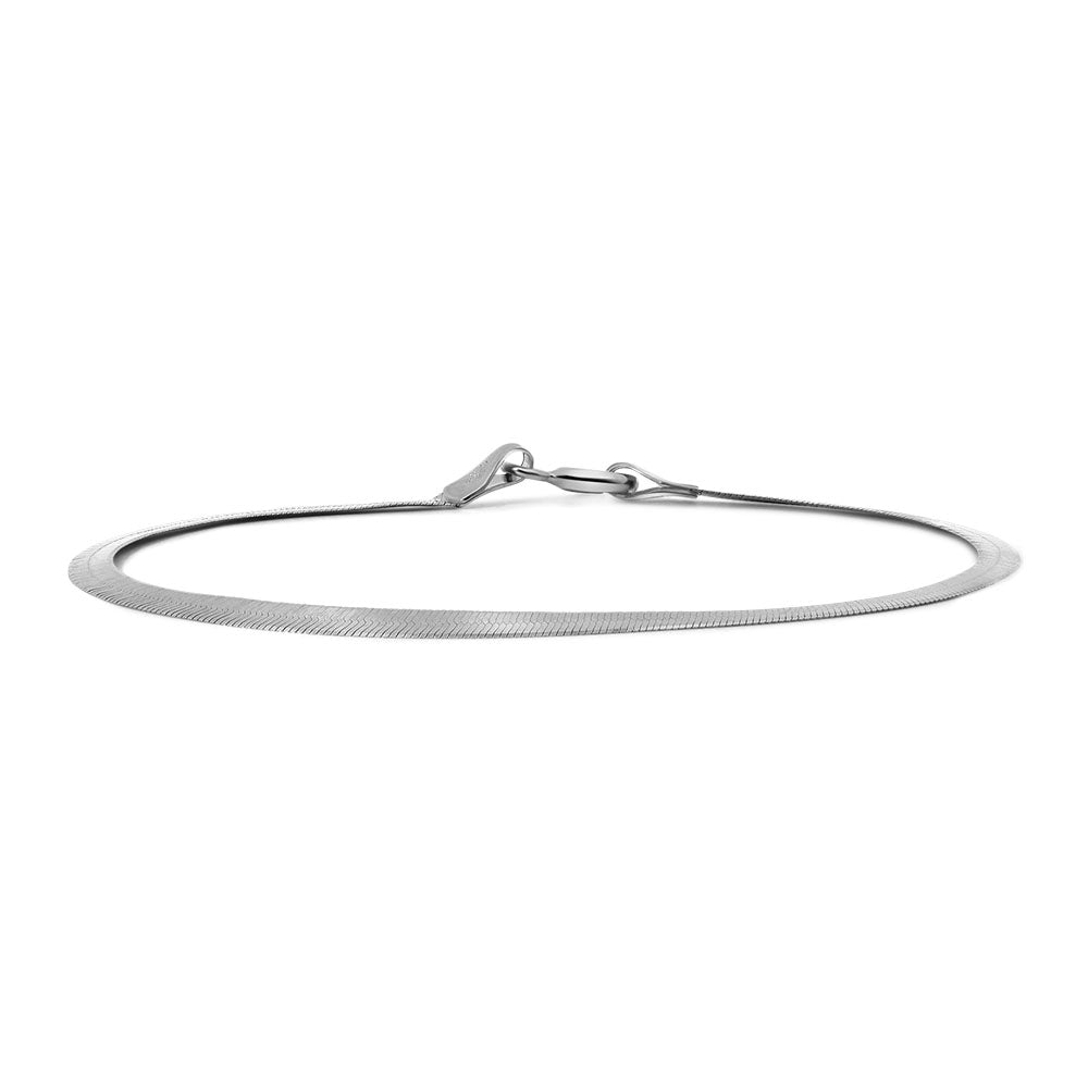 6.5" 3mm Herringbone Bracelet in 10kt White Gold
