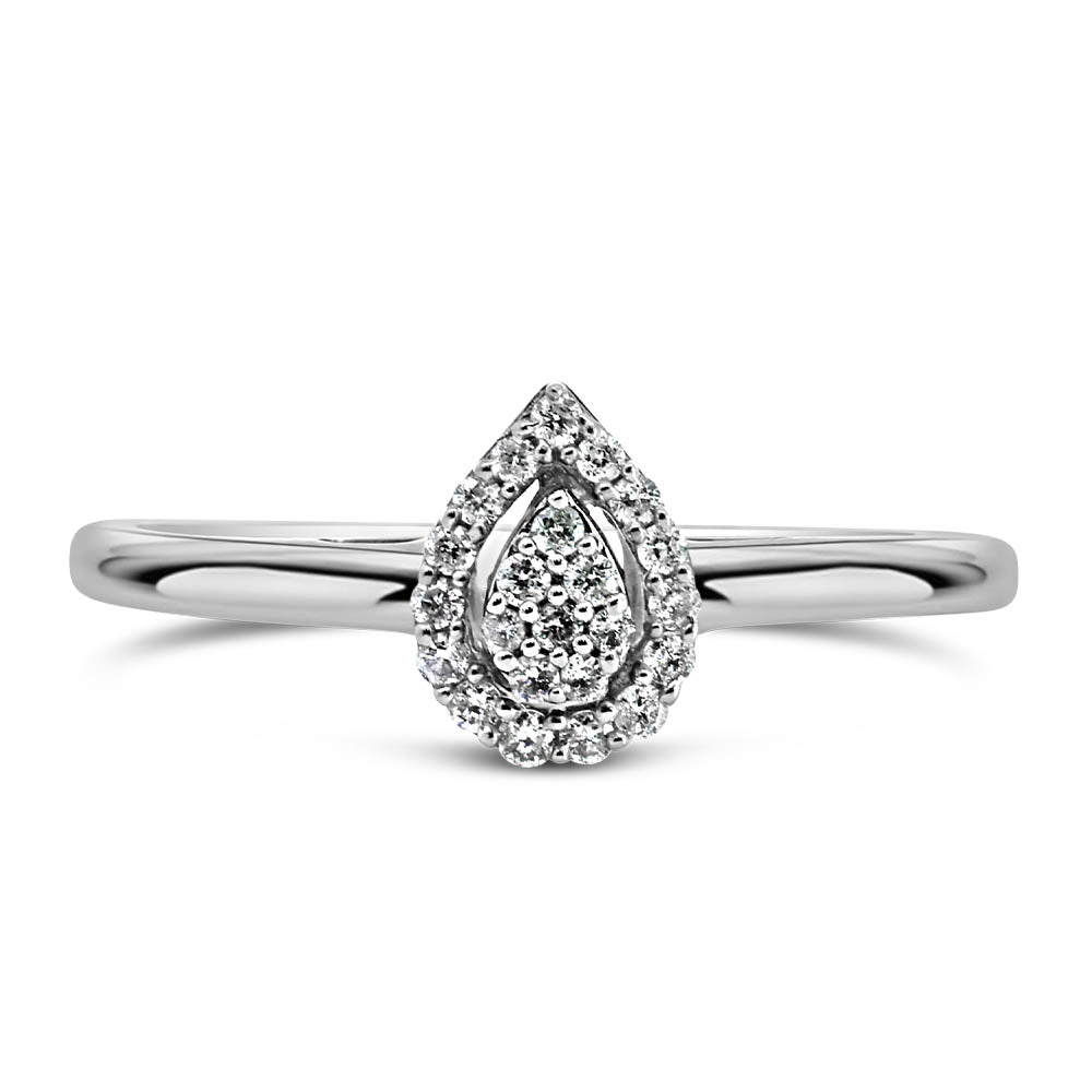 Pear Shaped Diamond Ring with .10 Carat TW in 10kt White Gold
