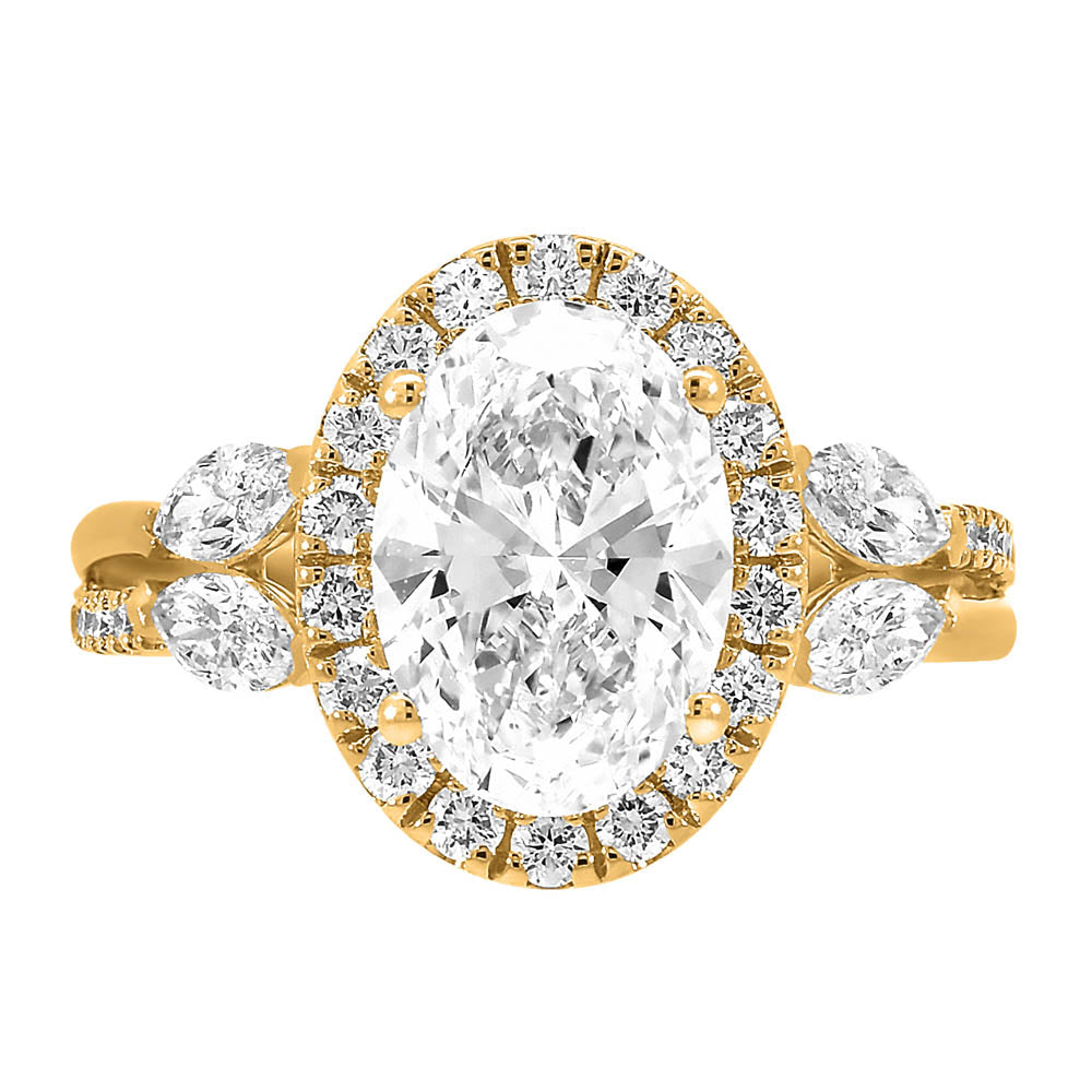 Oval Halo Engagement Ring with 3.50 Carat TW of Lab Created Diamonds in 14kt Yellow Gold