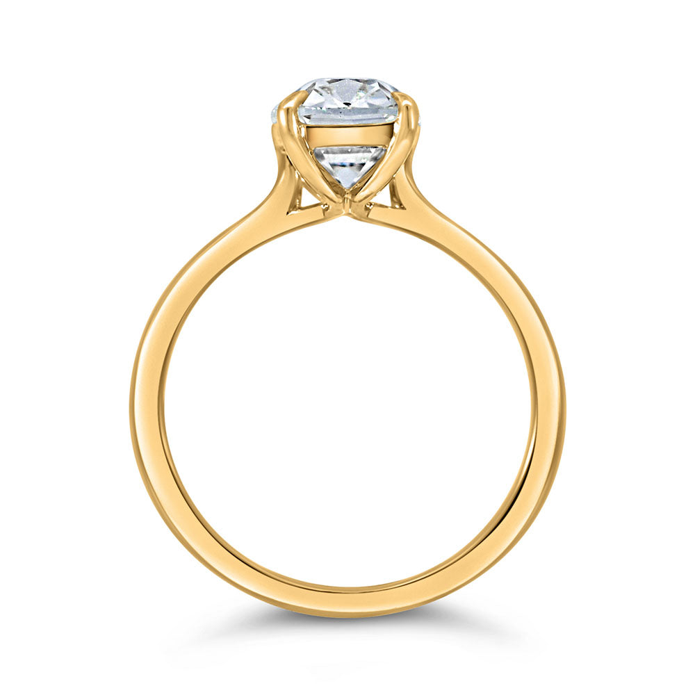 Old Mine Elongated Cushion Cut Engagement Ring with 3.00 Carat Lab Created Diamond in 14kt Yellow Gold