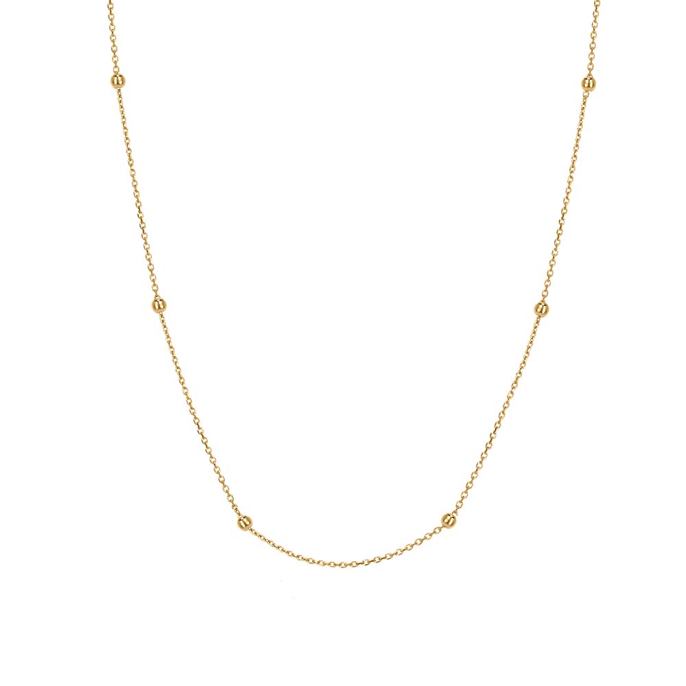 15"-16" Sierra Beaded Choker Necklace in 10kt Yellow Gold