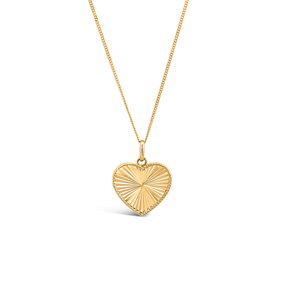 Diamond Cut Heart Pendant in 10kt Yellow Gold with Chain