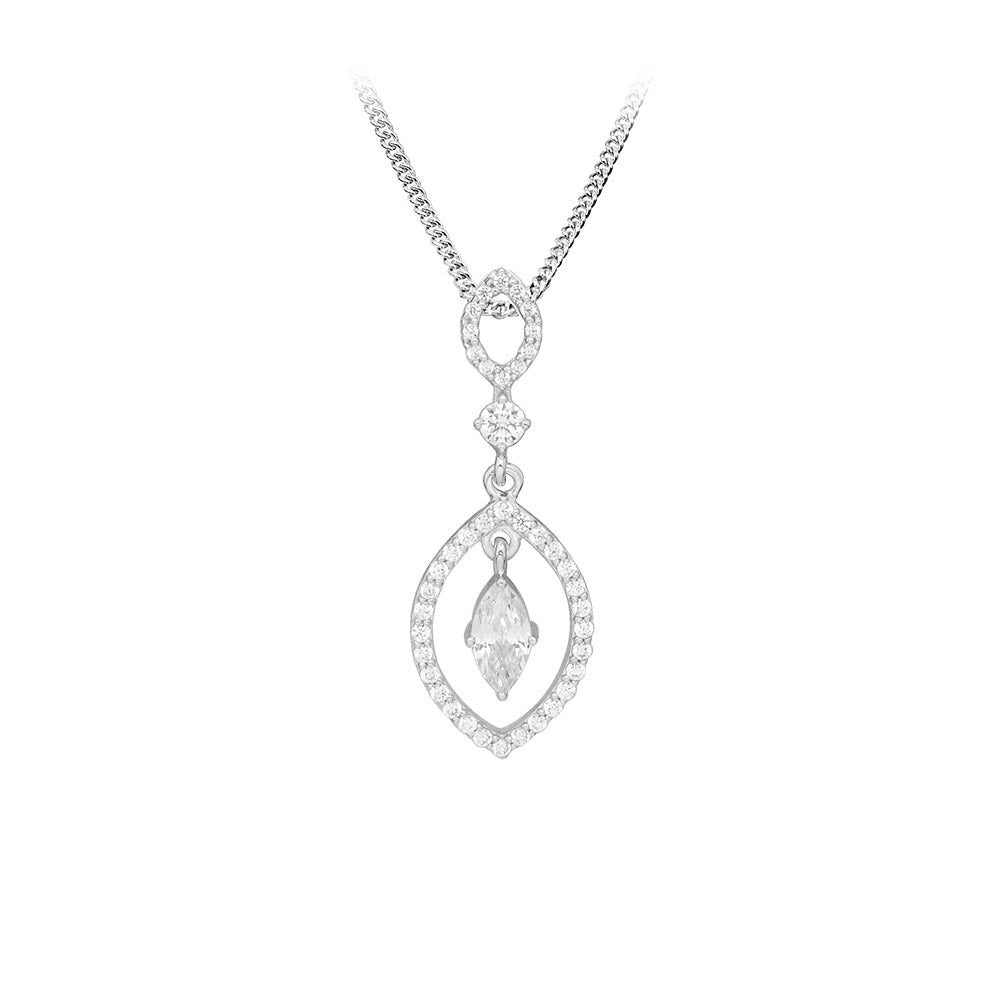 Pendant with Cubic Zirconia in Sterling Silver with Chain