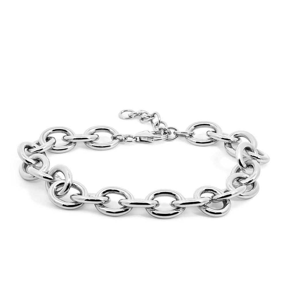 6"-7.5" 8.5MM Astrid Oval Link Bracelet in Sterling Silver