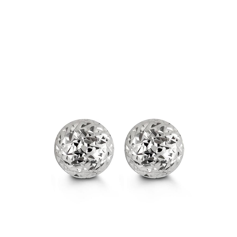 8MM Ball Earrings in 10kt White Gold