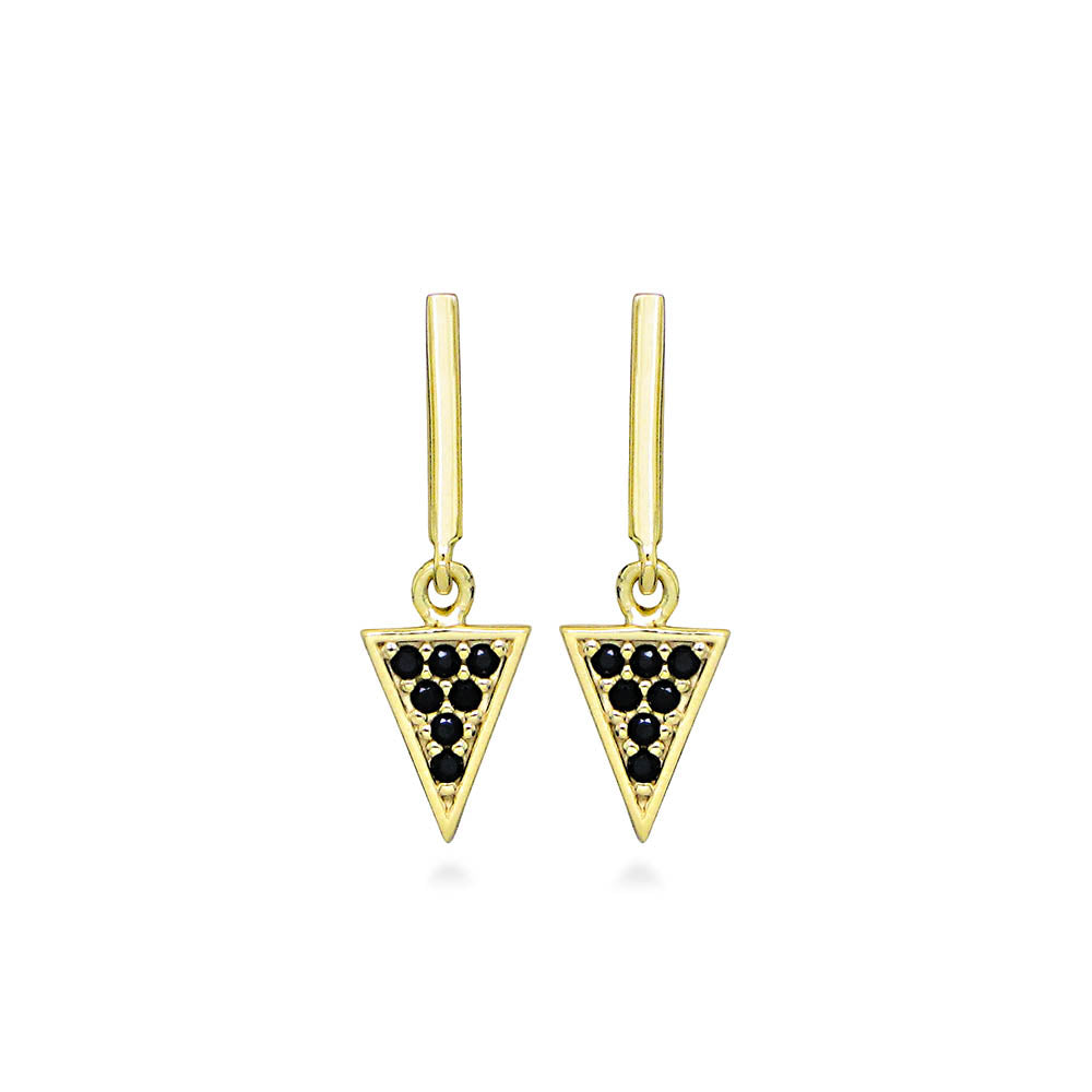 Triangle Earrings with Cubic Zirconia in Gold Plated Sterling Silver
