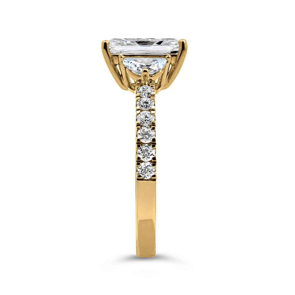 Rectangle Cut Engagement Ring with 2.70 Carat TW of Lab Created Diamonds in 14kt Yellow Gold