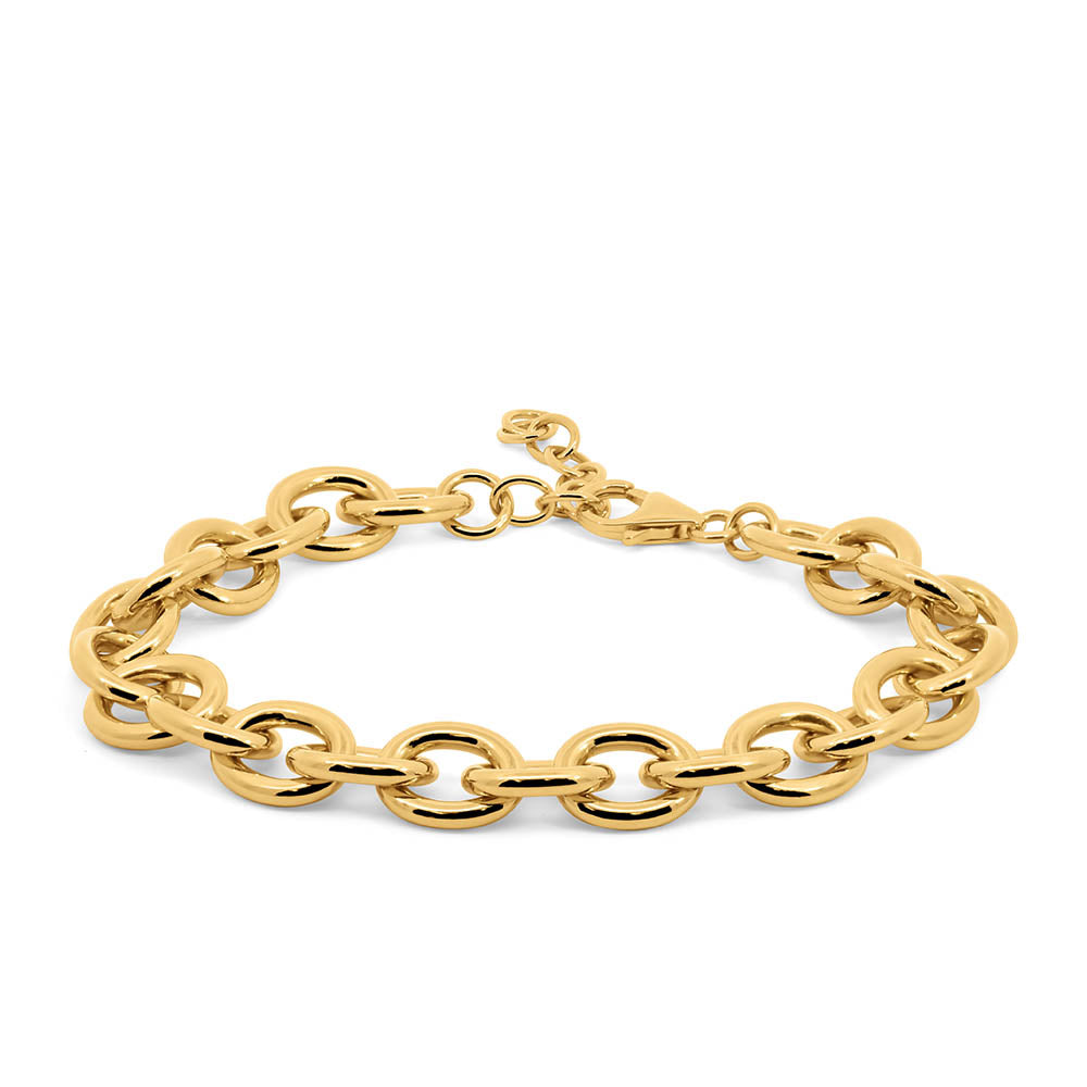 6"-7.5" 8.5MM Astrid Oval Link Bracelet in Gold Plated Sterling Silver