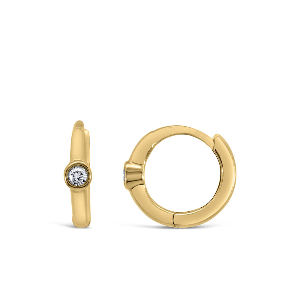 Huggie Hoop Earrings with .07 Carat TW of Diamonds in 10kt Yellow Gold
