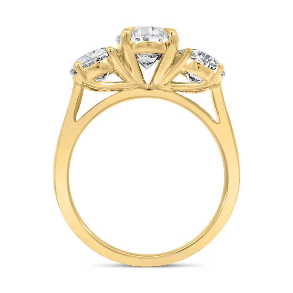 Trinity Engagement Ring with 4.00 Carat TW of Lab-grown Diamonds in 14kt Yellow Gold