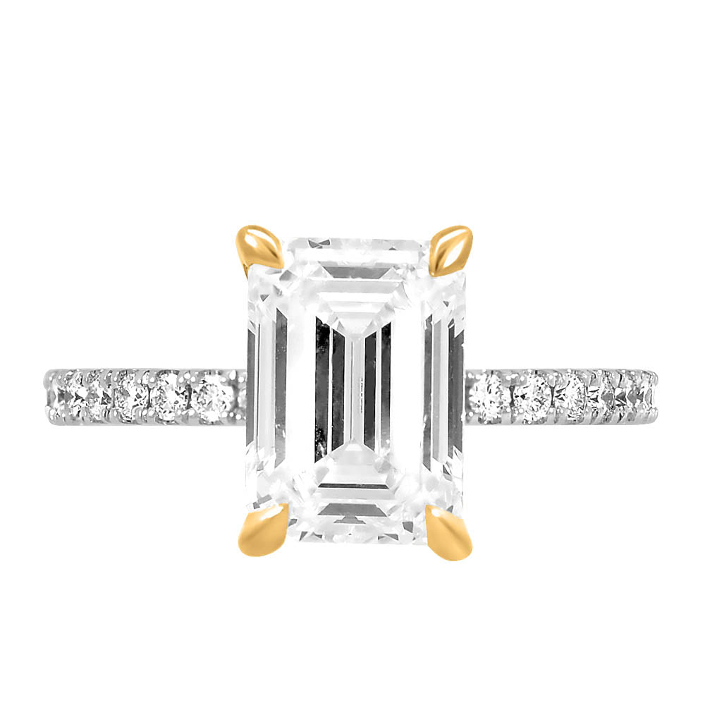 Emerald Cut Engagement Ring with 3.50 Carat TW of Lab Created Diamonds in 14kt Yellow Gold