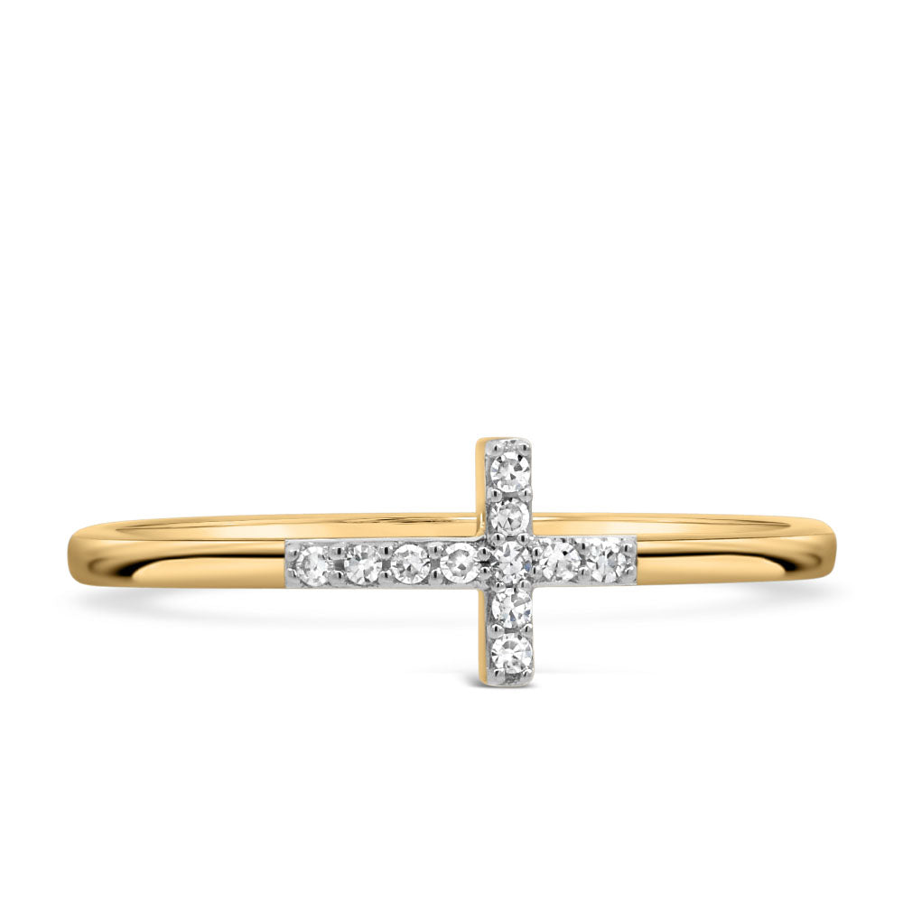 East West Cross Ring with .05 Carat TW of Diamonds in 10kt Yellow Gold