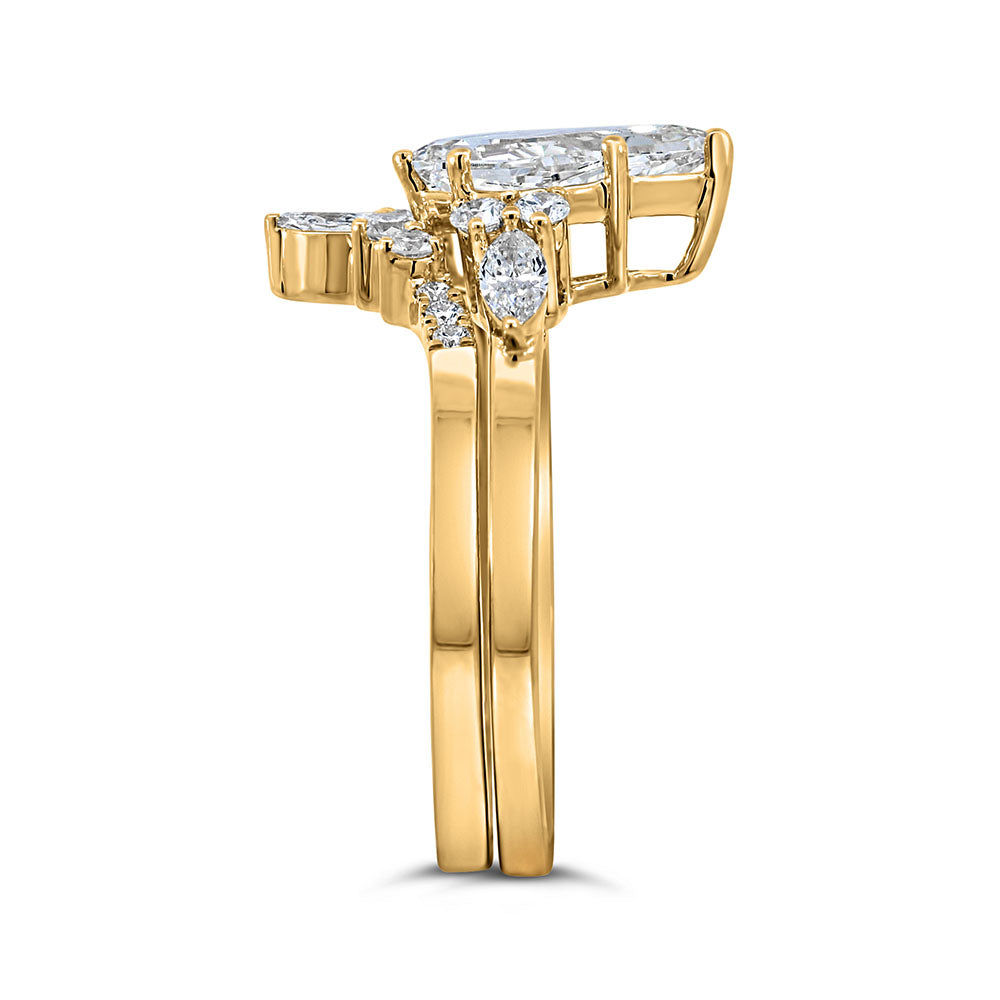 Kite Cut Engagement Ring Set with 1.50 Carat TW of Lab Created Diamonds in 14kt Yellow Gold
