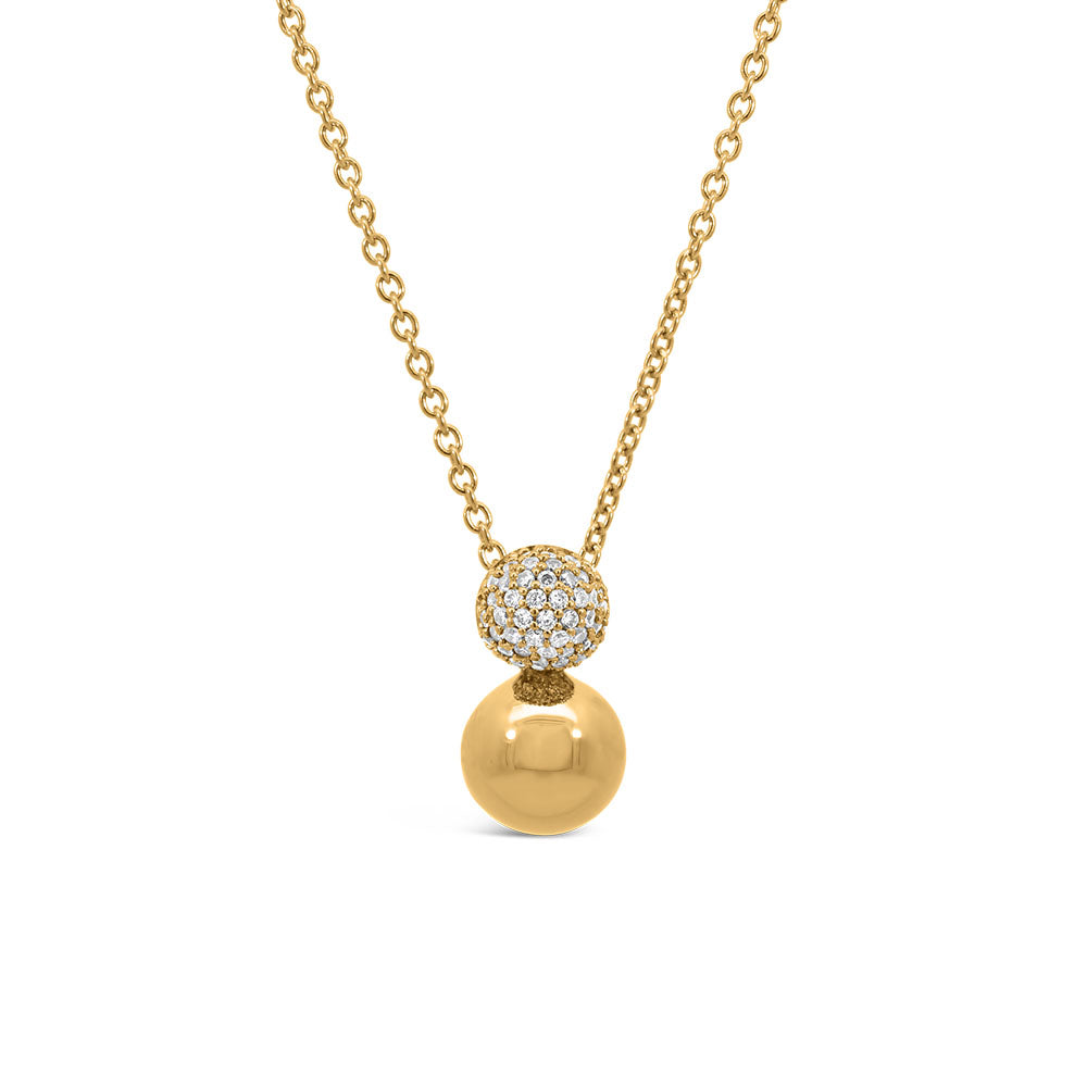 7MM Ball Pendant with Cubic Zirconia in Gold Plated Sterling Silver with Chain