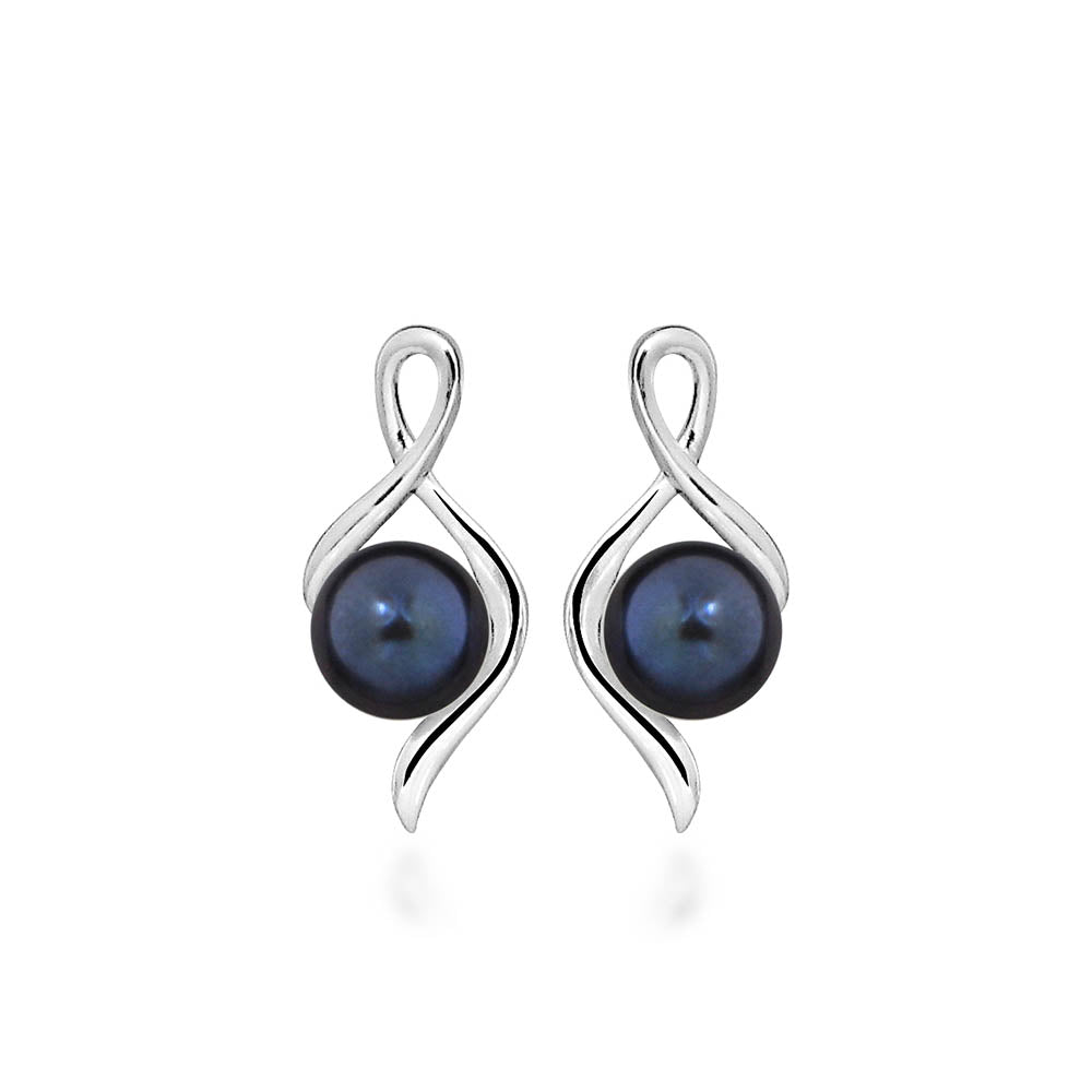 Earrings with 5MM Black Freshwater Pearl in Sterling Silver
